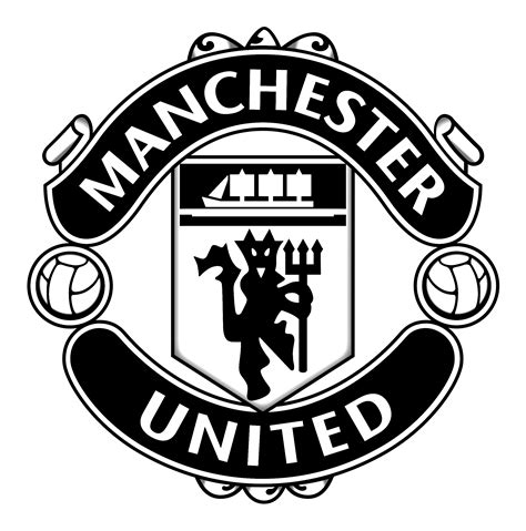 manchester united logo black and white